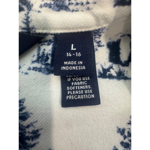Lands End Womens Flannel Blue White Wildlife Tunic Shirt L 14-16 100% Cotton - Picture 8 of 15